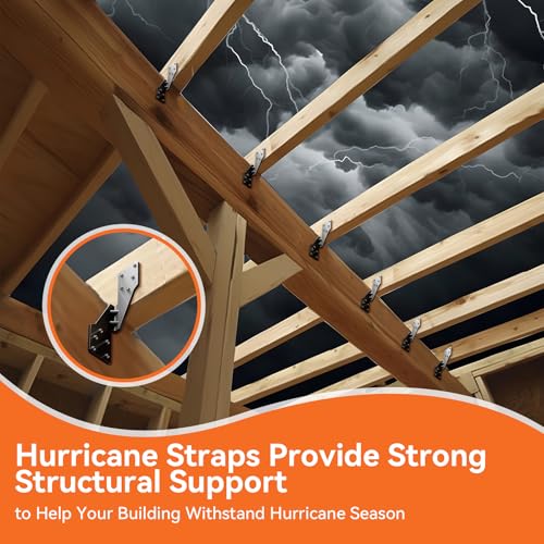 25 Pcs Hurricane Straps Tie Brackets - Heavy Duty 18 Gauge Steel Hurricane Clips for Roof, Shed and Walls, Hurricane Straps for Rafter H2.5A, Hurricane Roof Brackets, Truss Ties Black – Right - style: Right - Black Hurricane Ties - 25pcs