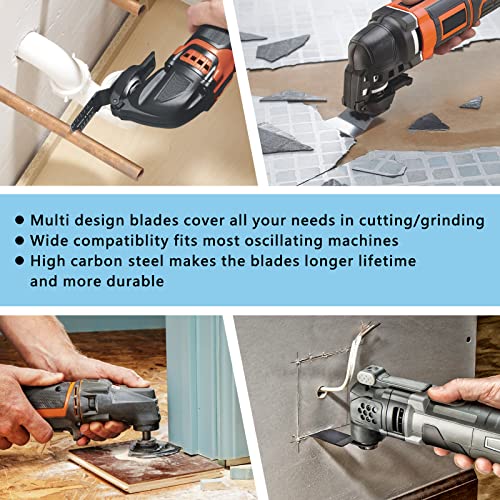 154 Pack Oscillating Saw Blades, Wood Metal Cutting Multitool Bi-Metal Blades Quick Release Tool Blades Kits Fit for Dewalt, Makita, Ryobi, Rockwell with Sanding Paper