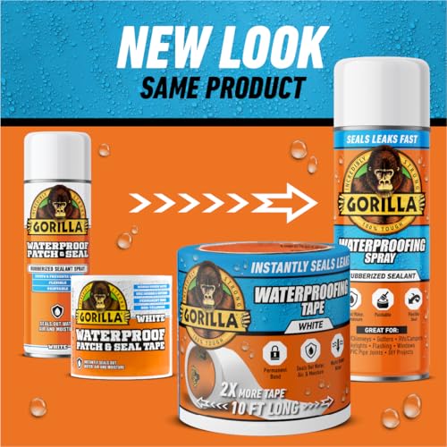 Gorilla Waterproofing Spray, White, 16 oz, 2-Pack, Flexible Sealant - color: White, size: 2 - Pack