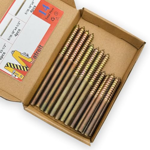 14 Pack 5/16-18" Hanger Bolts 3Sizes Long Inch Double Headed Bolts Wood Dowel Screw Self-Tapping Screw Hanger Bolts for Wood Furniture Double Threaded Rods Bolt - size: 3 Size 5/16-18"-14P