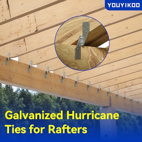 25 Pack Hurricane Ties for Rafters,Hurricane Straps Brackets with Strong Galvanized Powder-Coated,Trusses/Rafters Tie,Hurricane Clips for Rafter,Rafter Hangers - color: Silver