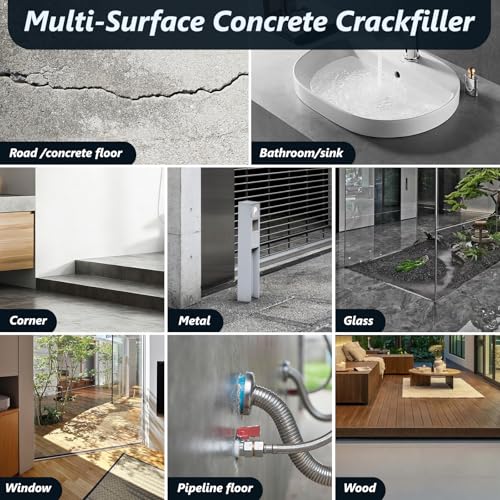 Concrete Crack Filler,5 LB High Elasticity Cement Crack Filler,Self-Leveling Quick-Drying & Waterproof Concrete Caulk,Concrete Repair for Driveway,Walkway,Patio,Joint,Indoor and Outdoor,Grey (80oz) - size: 5LB