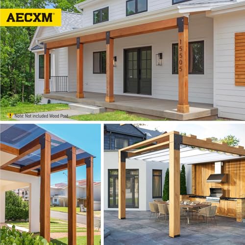 Aecxm 8"x8" (Actual 7.5"x7.5") Heavy Duty End Post Caps Tie Brackets for Wood, Deck Post to Beam Connector Bracket Stainless Steel 2Pack - size: End 8"×8"(Actual 7.5"×7.5")