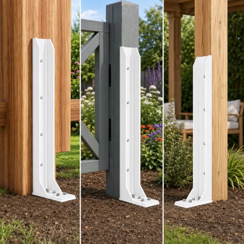 Upgraded Heavy Duty Fence Post Repair Kit Thickened Steel Anchor Stakes - color: White
