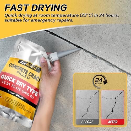Asphalt Crack Sealant, Cement Crack Filler, High Elasticity Self Leveling Caulking Glue, Waterproof Concrete Repair for Driveways, Walkway, Patio, Joint, Indoor and Outdoor (6 Pack - 6.6LB) - style: 6 Pack - 6.6LB