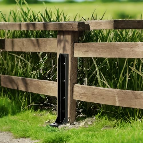 (2026 Upgraded) Heavy Duty Steel Fence Post Repair Bracket, Ground Spike Anchor for Fixing Leaning Broken Wooden Fence Posts, 31.5 Inch Height, Black 4-piece Set (4)