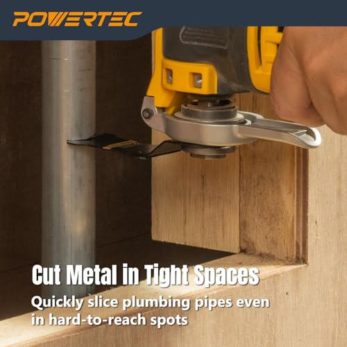 POWERTEC Carbide Oscillating Tool Blade 3pc Set – Multitool Blades with 2 Adapters for Cutting Hardened Metal, Bolts, Screws, and Nails (14501) - size: Plunge-Cut Blades (Carbide Teeth), 3PCs, style: Oscillating Tool Blades