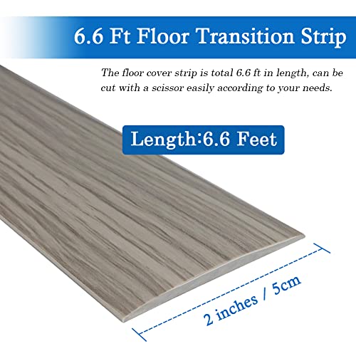 FONUNO Vinyl Floor Transition Strip Self Adhesive Threshold Strip 2" W - color: Gray, size: 5cm, 6.56Ft