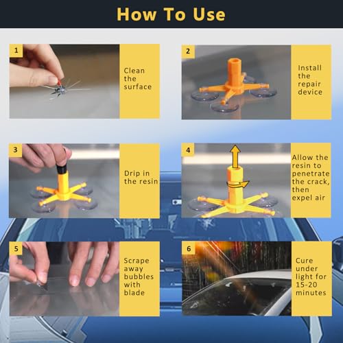 LOCBONDSO Windshield Repair Kit, Upgraded Fast-Curing Resin