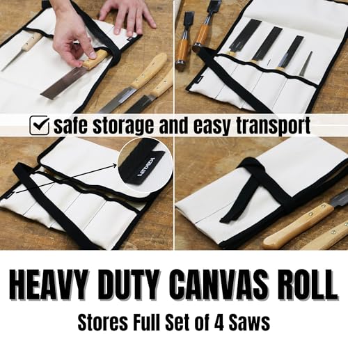 KAKURI Mini Japanese Saw Set, 4-Piece Pull Saw Kit with Canvas Tool Roll - style: Saw Set