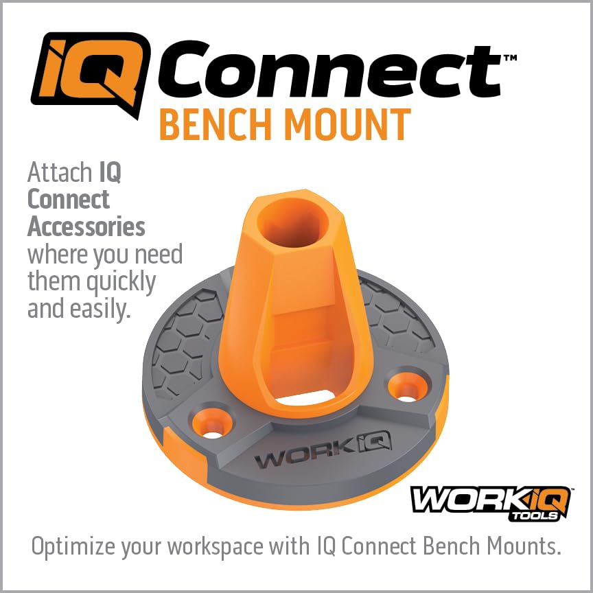 Work IQ Tools IQ Connect Bench Mount | Screw-Down Port for IQ Connect Accessory System | Reversible Design, Surface Mount and Flush Mount Options - style: Bench Mount
