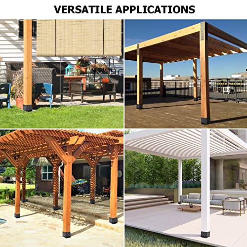 6X 6 Post Base 6 PCS,Inner Size 5.6"x5.6"Deck Post Base,Heavy Duty Metal Black Powder Coated Post Brackets,for Pavilion Deck Railing Support Deck Base Plate, Support Bolt Down (6PCS) - size: 6 Pieces
