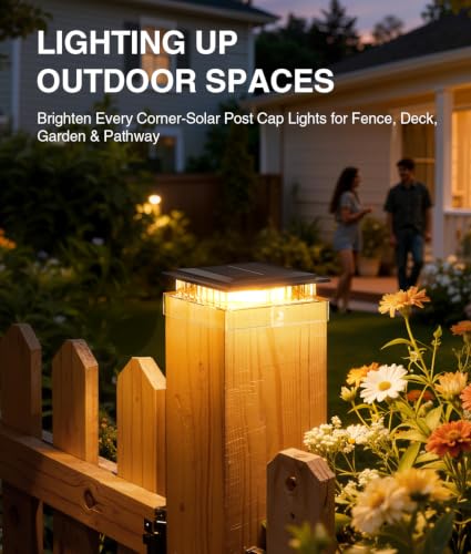 12 Pack 4x4 Solar Post Cap Lights, Warm Light Fence Post Solar Lights - size: 12 PACK