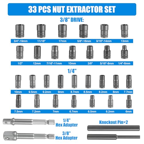 DISEN 33 PCS Bolt Extractor Kit Set