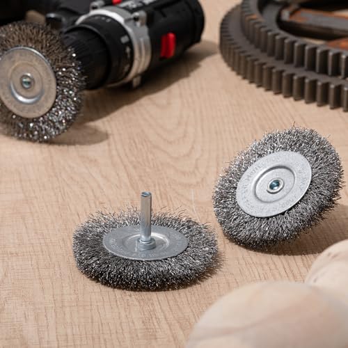 Moxweyeni 20 Pcs 3 Inch Wire Wheel Brushes for Drill Bits, 1/4 Inch Shank - size: 3 Inch
