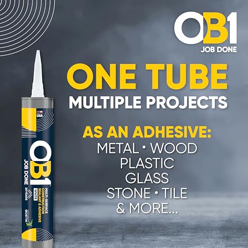 OB1 Universal Caulk Sealant & Adhesive White 10.1oz | Professional Grade Premium All-in-One Advanced Hybrid 2-in1 | Water Resistant Internal & External | Shrink Crack UV & Fade Resistant | 1 Cartridge - color: White, size: 10.1oz (Pack of 2)