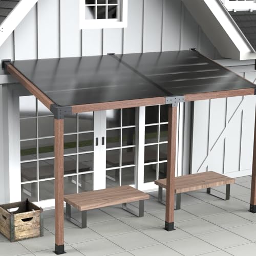 4-Way Brackets with Post Base 3 Pcs Pergola Brackets Kit for 4x4 - size: 1P 15° 4-Way Bracket + 1P 15° Base + 1P Base