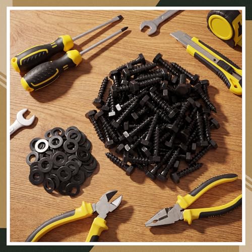 Hicarer 1/2" X 2" 80 Set Lag Bolts Kit for Wood Black Ceramic Hex Head - size: 1/2" X 2"