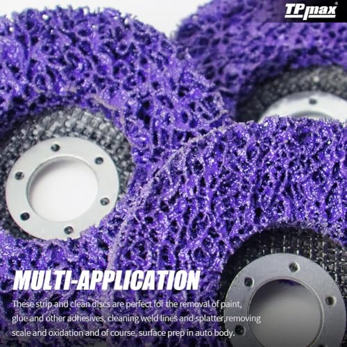 TPmax 5" x7/8'' Stripping Discs Rust Remover Wheel Remove Paint and Oxidation Poly Strip Wheel Disc Abrasive Angle Grinding Wheel - 5 Pack(Purple) - style: 5" x 7/8"