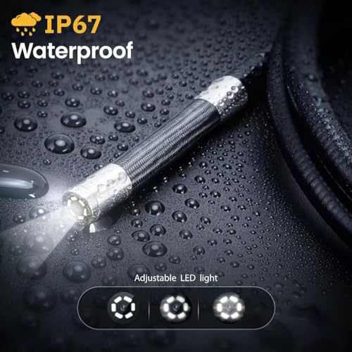 Articulating Borescope 2-Way 210° - JESERAL 6.2mm Len Endoscope camera with 6 light, HD1080P Inspection Camera with Steering Probe, Compatible with Android&iOS Phone, scope with 3.3FT Semi-Rigid Cable