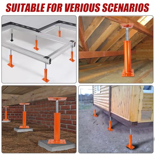 4 Pack 10.8-16.5 in Adjustable House Floor Jacks, Steel, 11,000 lb Each - size: 4P 10.8-16.5 inch