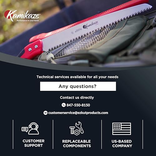 EZ Kut Kamikaze Straight Blade Pruning Saw – 18" Heavy Duty SK5 Carbon Steel – Japanese Pull-Cut Technology – Ergonomic Anti-Fatigue Grip – Tree Trimming Hand Saw with Scabbard - style: Straight Saw