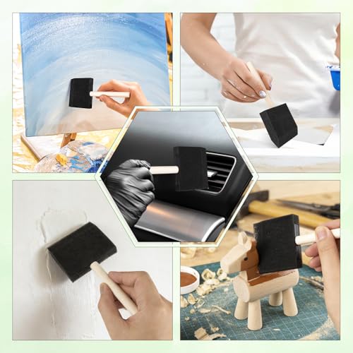 Foam Paint Brushes 3 Inch 12 Pcs Large Sponge Brushes for Painting Crafts - color: Black 12 Pack 3 Inch
