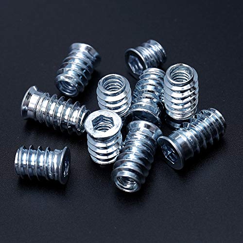 Wood Threaded Insert 1/4-20 x 10mm 15mm 20mm Length Screw in Insert Nut Kit for Wood Furniture 60 Pieces - size: 1/4-20 x 10/15/20mm*60pcs