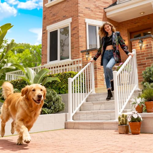 Egadis 36 in x 6 ft Modular Stair Railing Kit, ASTM Certified, White - color: Stair 5ft- 1Post 1Panel