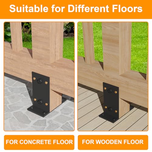 Adjustable 6x6 Post Base, Heavy-Duty Detachable Post Bracket (2 pc) - size: 6x6
