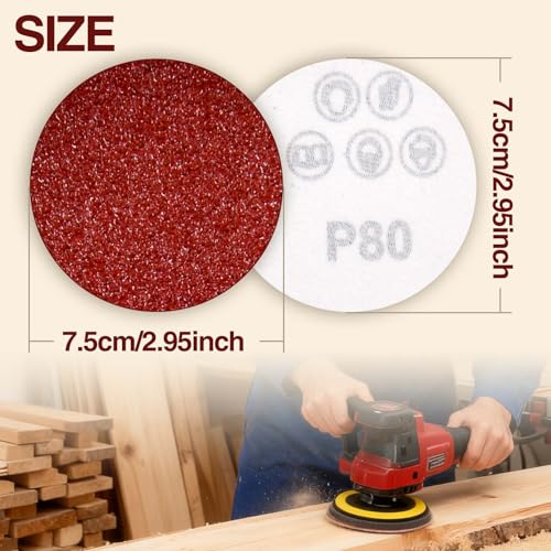 SPEEDWOX 100PCS Sanding Discs 3 Inch Hook and Loop Sandpaper 80/100/180/240/600/800/1000/1200/2000/3000 Grit Sander Disc Sanding for Sanders Drill Grinder Rotary Tools Attachment Woodworking - style: 80 to 3000 Grit