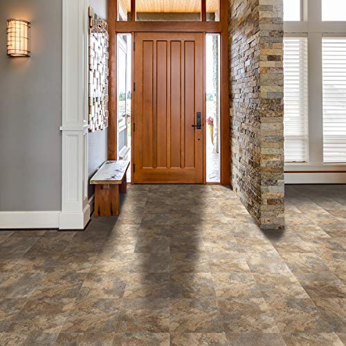 Tivoli Clay Self Adhesive Floor Tile #454-45 Tiles, 12 x 12 in, Vinyl - color: Natural Clay