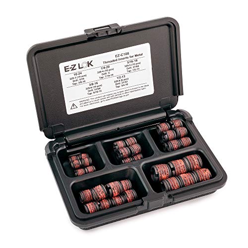E-Z LOK Thread Insert Assortment Kit for Metal, 10-24 to 0.5-13, 46 ct - size: 10-24, 1/4-20, 5/16-18, 3/8-16, 1/2-13; 46 pieces, style: Carbon Steel, Heavy Wall