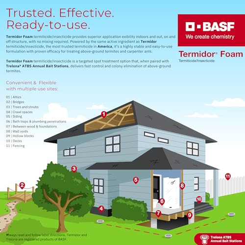 BASF Termidor Foam 20 oz - Termiticide Insecticide for Termites, Ants & Wood Destroying Pests & Insects