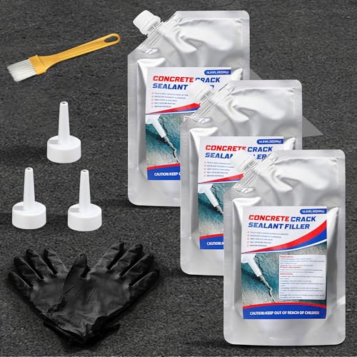 Concrete Crack Filler, 50.7 fl oz Self-Leveling Flexible Repair Sealant, High Elasticity Cement Crack Filler for Driveway, Sidewalk, Foundation, Indoor/Outdoor Use