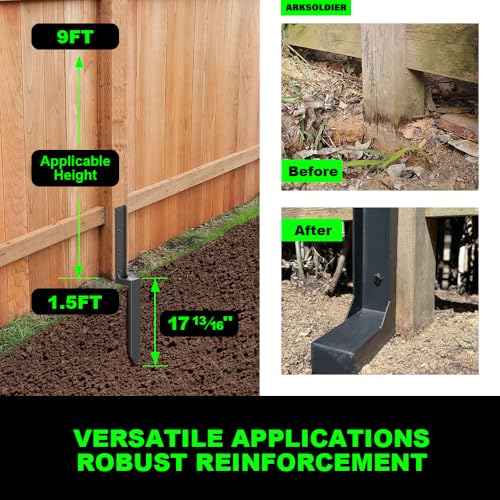 33.62" Fence Post Repair Kit, Fix Broken 4x4/6x6 Wood Post 6Pack - size: AS1-U 6Pack 33.62x4.7x2"
