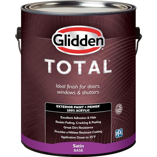 Glidden Total Exterior Paint & Primer All-in-One, Graceful/Blue, Satin, 1 Gallon - color: Graceful, size: 128 Fl Oz (Pack of 1)