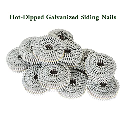 3600 Count Siding Nails 15 Degree 1-3/4 Inch x .092 Inch Collated Wire Coil Full Round Head Ring Shank Hot-Dipped Galvanized