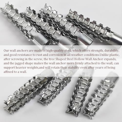 60 Pack Hollow Wall Anchor with Screws,Loose Hinge Hole Repair Kit for Concrete Wall, Metal Expansion Bolt for Drywall (1/4 inch) - size: 1/4 inch