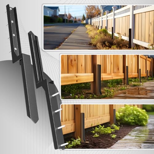 Garden Fence Post Repair Stakes,33.5inch Metal Sturdy Duty Anchor Ground Spike Post Stake for Bamboo Fence Repair Tilted/Broken Wood Fence Post (4 Pack)