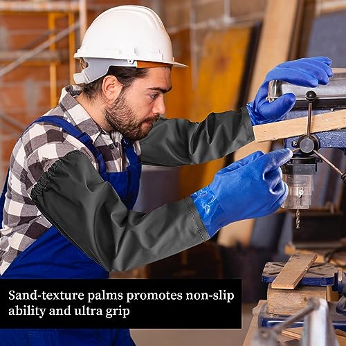 Haiou 25" Long Rubber Gloves for Waterproof Pond Gloves for Cleaning -Large