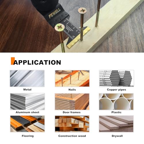 FEWELL 20PCS Titanium Oscillating Saw Blades, Universal Multitool Blades