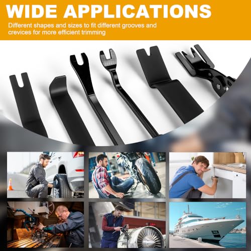 8Pcs Auto Trim Removal Tool Kit Non-Scratch Pry Tool Clip Pliers Black - color: black, size: 8 PCS