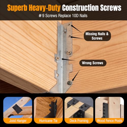 #10 x 1-1/2" Black Joist Hanger Screws-500 Count, SD Connector Screws - color: Black Galvanized, size: #10 1-1/2''