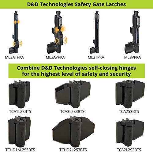 D&D TCHD1L2S3BTS TruClose Heavy Duty Gate Hinge Gates, Black, 2 pcs