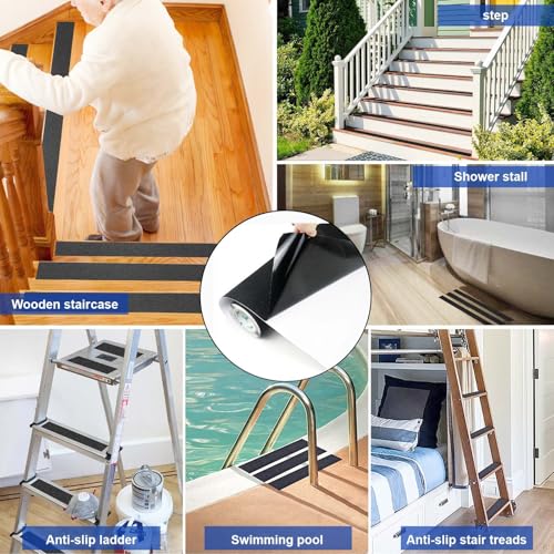 BOMEI PACK Black Anti Slip Tape, 20 Inch x 16.5 Foot Non-Slip Traction Grip Tape for Stairs, Waterproof Stair Treads Grip Non Slip, Non Skid Tape for Steps, Outdoor Black Grip Tape - size: 500mm
