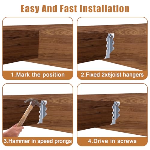 2x6 Joist Hangers Galvanized 20 Pcs,16 Gauge Face Mount Joist Hanger - size: 2" x 6"