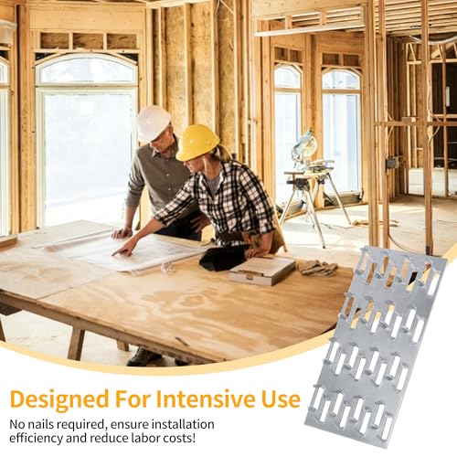 100 Pack Truss Plates, 4" x 2" Mending Plates for Wood, Flat Metal Bracket with Nail Teeth, Repair Tie Pronged Plate Connectors for Roof Trusses, Timber Framing, Wood Studs, DIY Woodworking
