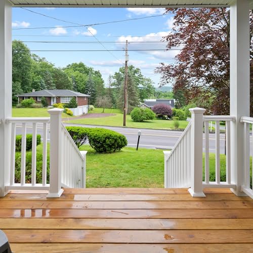 uxcell 8Pcs Post Skirt, 4"x4" Plastic Deck Post Base Cover Split Style Sleeves Porch Column Wraps for Fence Stair Handrail Railing Porch, White