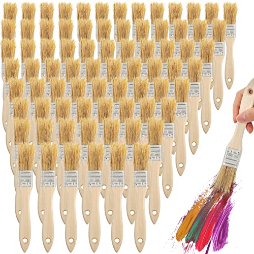 Nuogo 150 Pcs 1 Inch Chip Paint Brushes Bulk with Wooden Handles